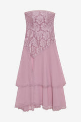 Claudia Rose Lace Strapless Midi Dress — Mulberry