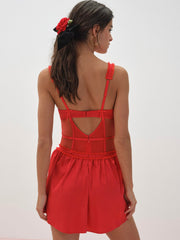 Fiona Lace Slip Dress — Red