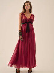 Claudine Chiffon Maxi Dress — Oxblood