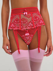 Heartbeat Garter Belt — Red