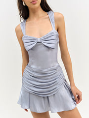 Stephanie Shimmer Mini Dress — Blue