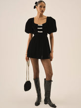 Marta Velvet Mini Dress — Black