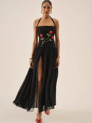 Ophelie Organza Maxi Dress — Black