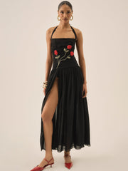 Ophelie Organza Maxi Dress — Black