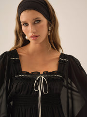 Emmie Chiffon Mini Dress — Black