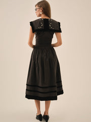 Train Station Poplin Midi Dress — Black