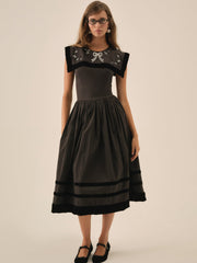 Train Station Poplin Midi Dress — Black