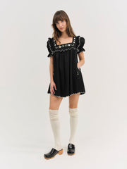 Tea Time Babydoll Dress — Black