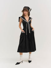 Helena Poplin Collared Midi Dress — Black