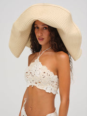 Floral Crochet Coverup Top — White