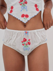 Forget Me Not Embroidery Bloomer Panty — White