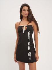 Helena Poplin Mini Dress — Black