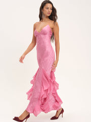 Elea Silk Maxi Dress — Rose