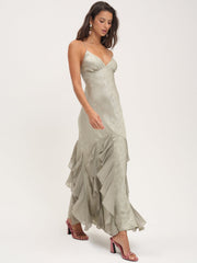 Elea Silk Maxi Dress — Sage
