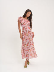 Fallen Floral Maxi Dress — Pink
