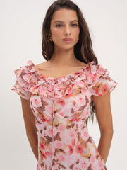 Fallen Floral Maxi Dress — Pink