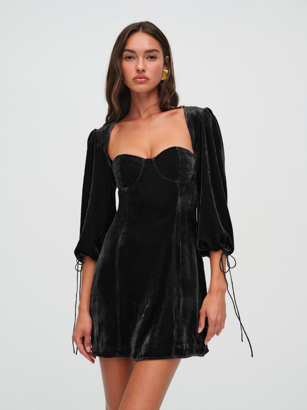 Nadine Velvet Mini Dress — Black