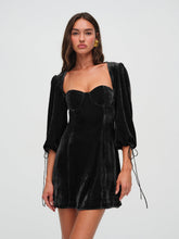 Nadine Velvet Mini Dress — Black