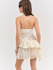 Paulina Patchwork Mini Dress — Cream