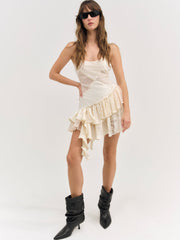 Paulina Patchwork Mini Dress — Cream