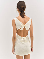 Rosie Jacquard Mini Dress — Cream