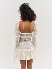 Lea Lace Long Sleeve Mini Dress — Cream