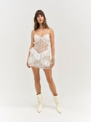 Lea Lace Mini Dress — Cream