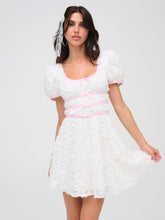 Stacked Blossom Lace Mini Dress — White