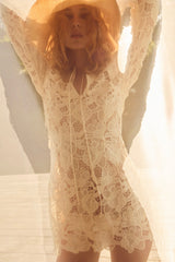 Coco Lace Long Sleeve Mini Dress — Cream