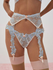 Winter Roses Garter Belt — Blue