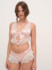 Audrey Jacquard Top — Peach