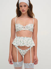 Budding Blossom Garter Belt — White