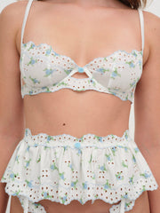 Budding Blossom Garter Belt — White