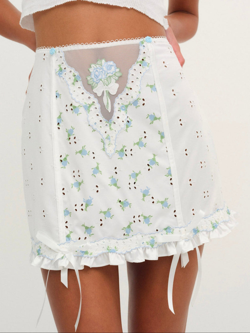 Budding Blossom Garter Skirt — White