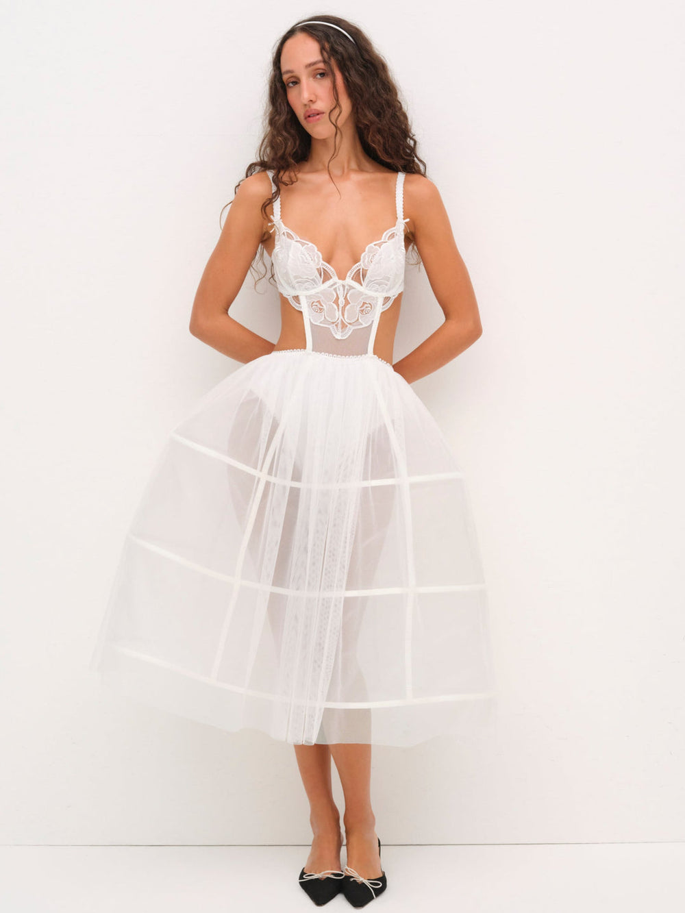 Blushing Blooms Midi Slip Dress — White