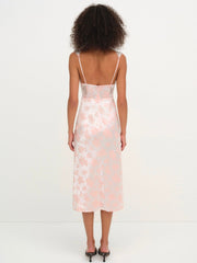 Audrey Jacquard Midi Slip — Peach