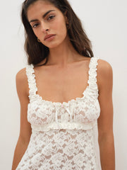 Cloud Lace Slip Dress — White