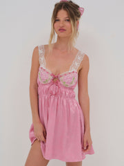 Rose Milk Eyelet Slip Dress — Pink