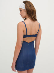 Denim Hearts Slip Dress — Blue