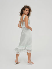 Mint Twist Jacquard Midi Slip Dress — Mint