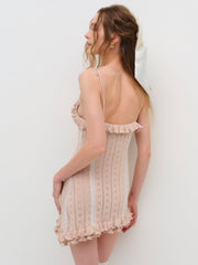 Eloise Asymmetric Knit Dress — Peach