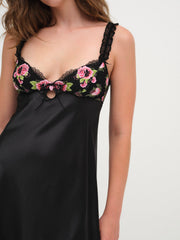 Love Garden Slip Dress — Black