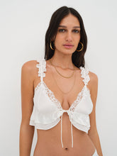 Butterfly Lace Ruffle Bralette — White