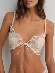 Flyaway Bow Underwire Bra — Taupe