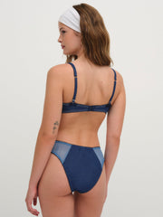 Denim Hearts Underwire Bra — Blue