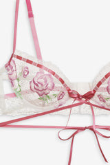 Rose Milk Eyelet Underwire Bra — Pink