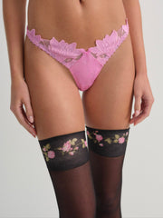 Maye Embroidered Thong Panty — Pink