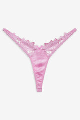 Maye Embroidered Thong Panty — Pink