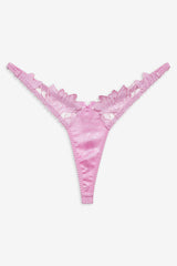 Maye Embroidered Thong Panty — Pink