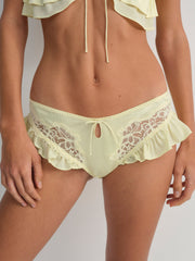 Butterfly Lace Ruffle Cheeky Panty — Yellow